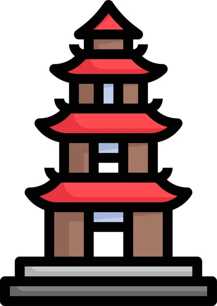 Pagoda Arkitektur Stad Ikon — Stock vektor
