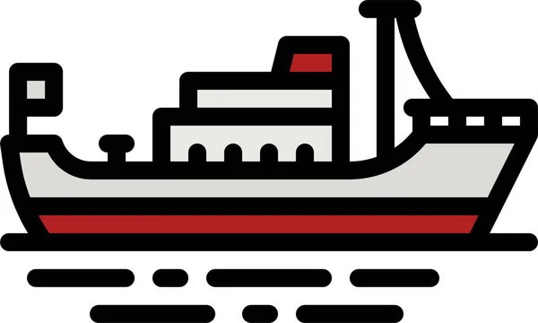 Barco Barco Ferry Icono Estilo Contorno Lleno — Vector de stock