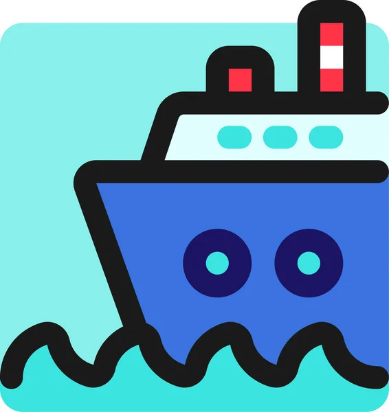 Ferry Boat Ship Icon Filled Outline Style — Stock Vector