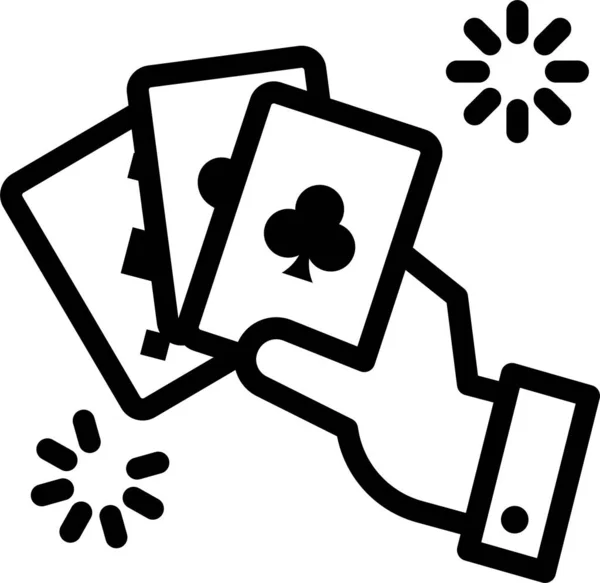 Πόκερ Εικονίδιο Χέρι Στοίχημα Στυλ Περίγραμμα — Διανυσματικό Αρχείο