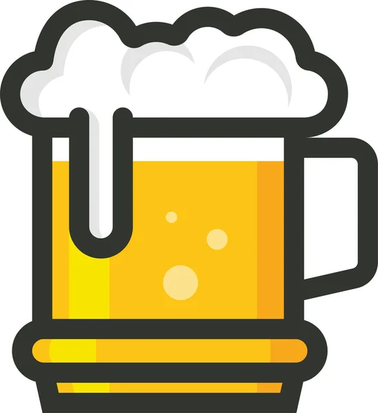 Alkohol Piwo Jedzenie Ikona Stylu Wypełniony Zarys — Wektor stockowy