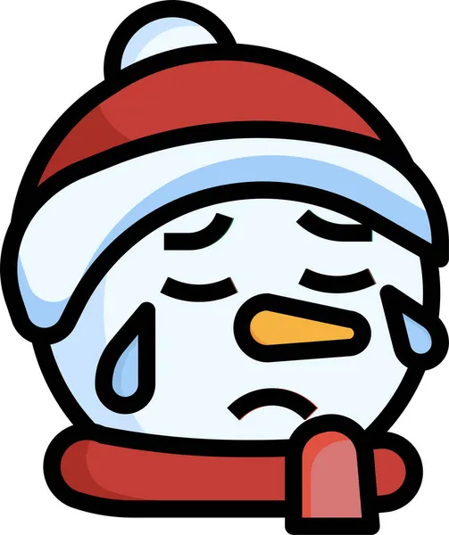 クリスマスカテゴリーの雪だるま悲しい顔のアイコン — ストックベクタ