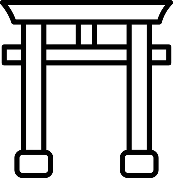 Torii Icono Del Edificio Puerta Estilo Contorno — Archivo Imágenes Vectoriales