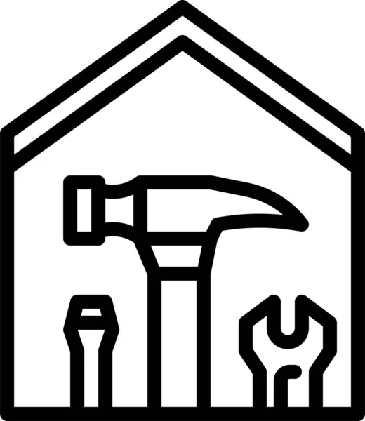Hammer Hausbau Ikone — Stockvektor