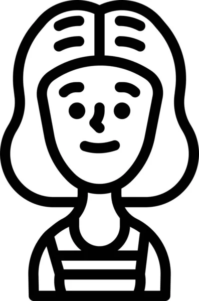 Girl Teen Woman Icon Outline Style — стоковый вектор