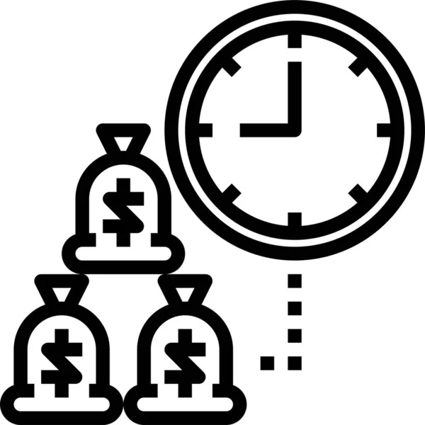 Reloj Despertador Icono Dinero Categoría Gestión Empresas — Vector de stock