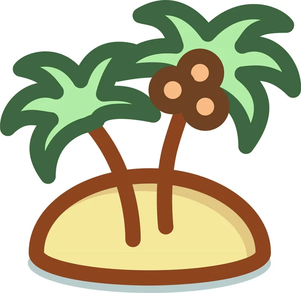 Island Palm Summer Icon Filled Outline Style — стоковый вектор