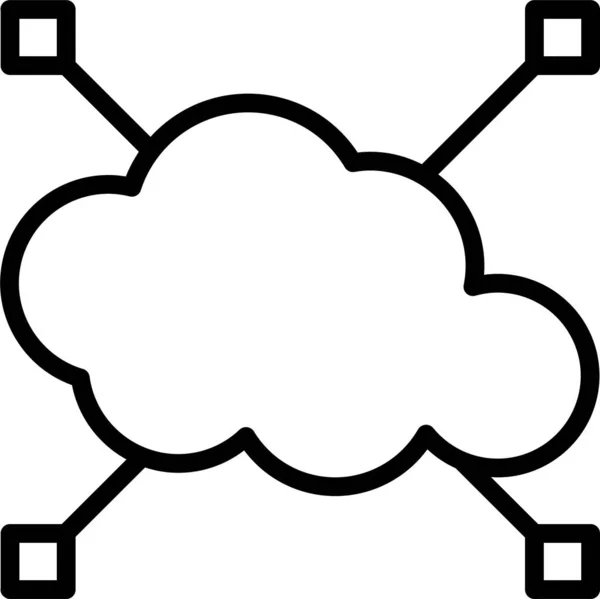 Icône Base Données Cloud Computing Dans Style Contour — Image vectorielle