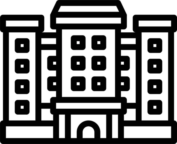Ikon Resor Bangunan Hotel Dalam Gaya Outline - Stok Vektor