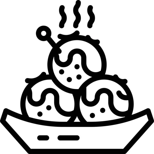 Yemek Takoyaki Asya Simgesi — Stok Vektör