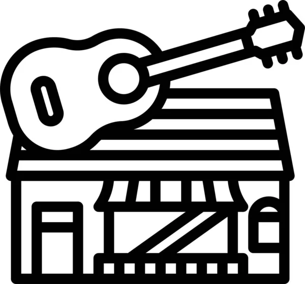 Tienda Icono Tienda Música Estilo Esquema — Vector de stock