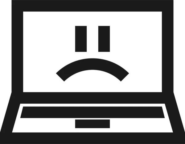 Ikona Laptopa Emotikony Komputera Solidnym Stylu — Wektor stockowy