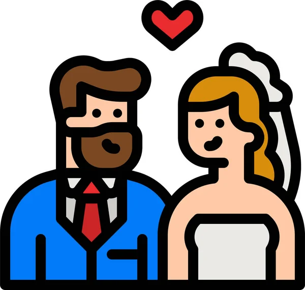 Pareja Amante Icono Boda — Archivo Imágenes Vectoriales