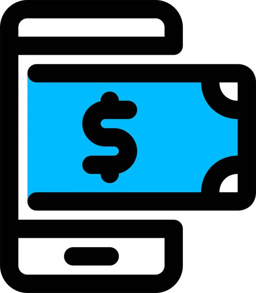 Bankacılık Cep Telefonu Para Simgesi Tam Taslak Biçimi — Stok Vektör