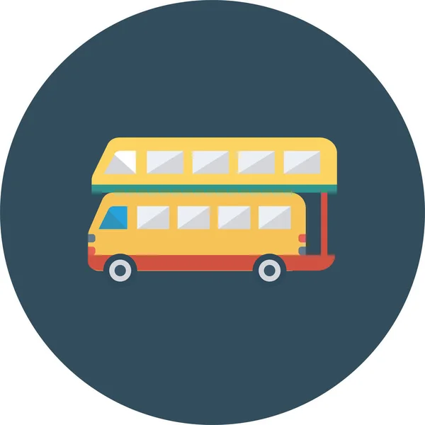 Auto Bus Double Icon Flat Style — Stock Vector