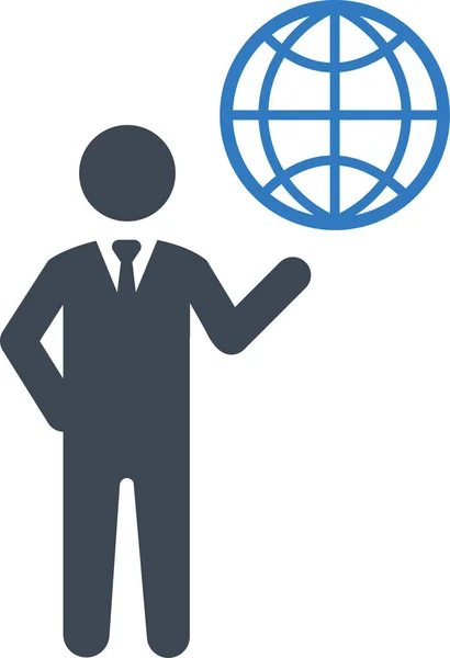 Affärskommunikation Global Ikon Solid Stil — Stock vektor