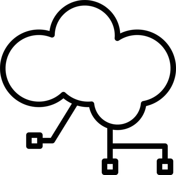 Cloud Computing Database Icon Outline Style — Archivo Imágenes Vectoriales