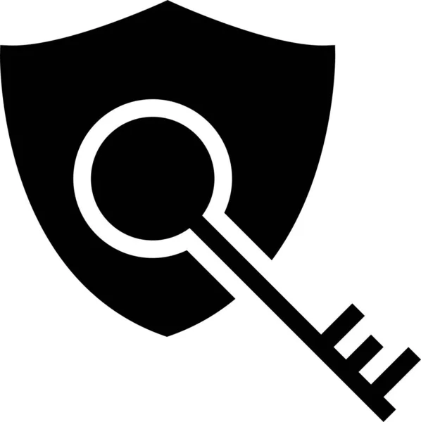 Ключ Захищає Піктограму Безпеки Суцільному Стилі — стоковий вектор