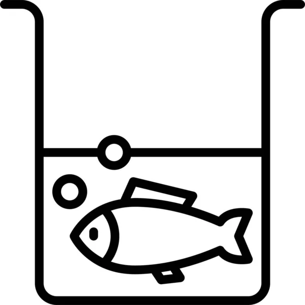Vatten Fisk Skaldjur Ikon Kontur Stil — Stock vektor