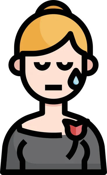 Girl Sad Crying Icon — Stock Vector