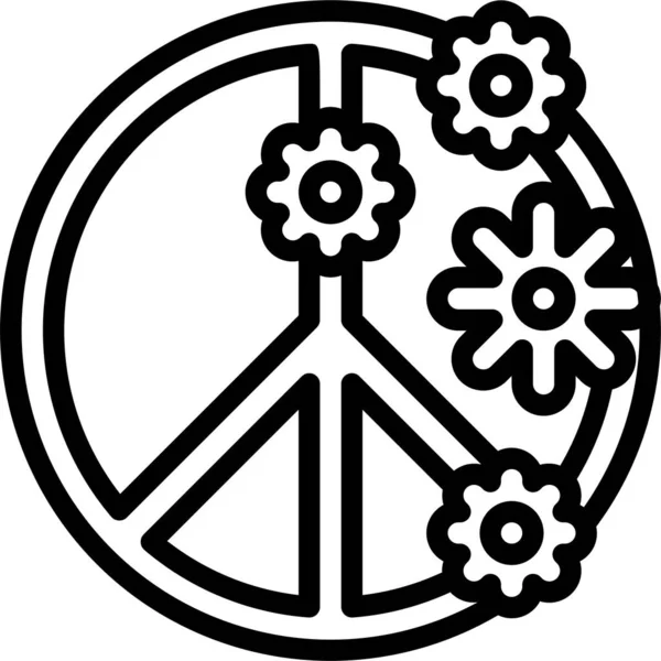 Peace Love Hand Icon Outline Style — Stock Vector
