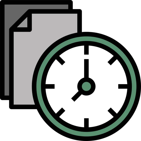 Reloj Ime Icono Cuadrado Estilo Contorno Lleno — Vector de stock