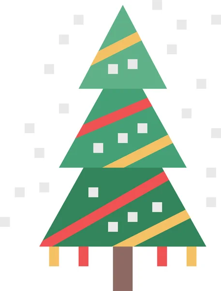 Karácsonyfa Ünnep Ikon Lapos Stílusban — Stock Vector