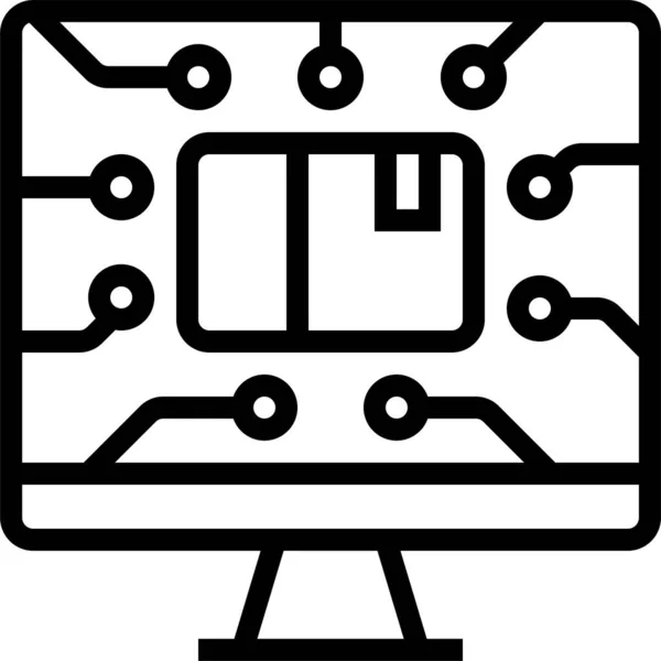 Consommation Numérique Économie Numérique Icône Produit Numérique Dans Style Contour — Image vectorielle