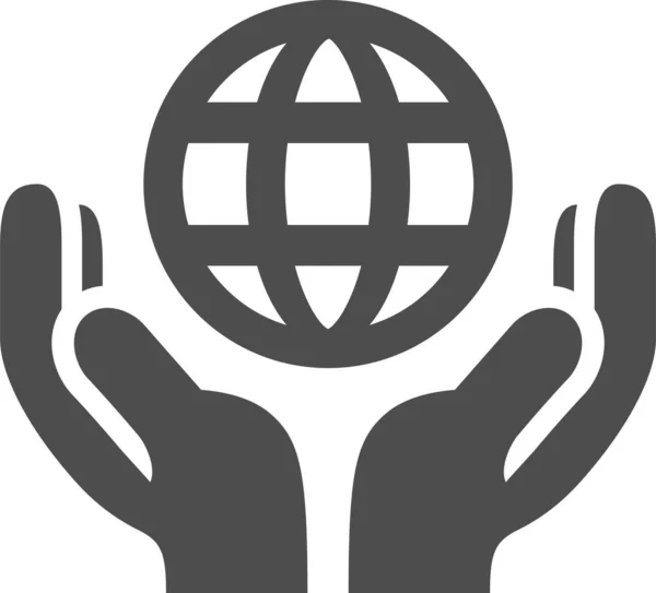 Globo Manos Icono Inversión Estilo Sólido — Vector de stock