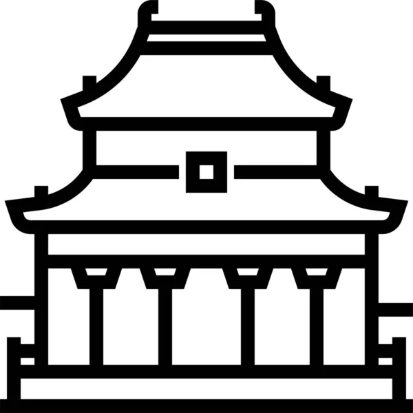 Asia Beijing Icône Bâtiment Dans Style Contour — Image vectorielle