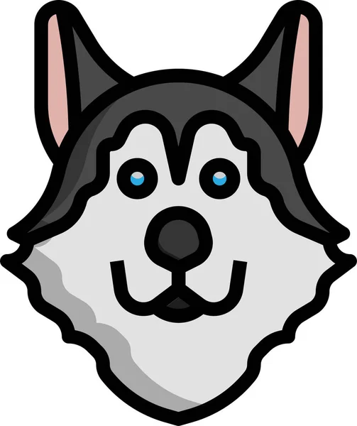 填充轮廓风格的西伯利亚哈士奇犬图标 — 图库矢量图片