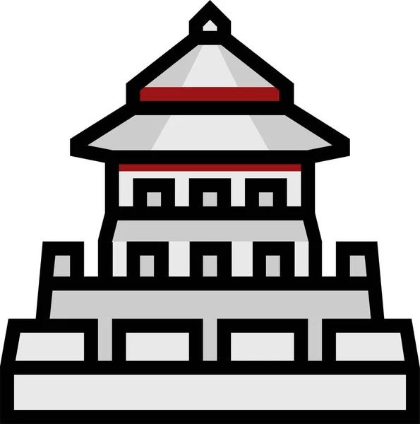 Bangkok Building Fort Icon Filled Outline Style — 스톡 벡터