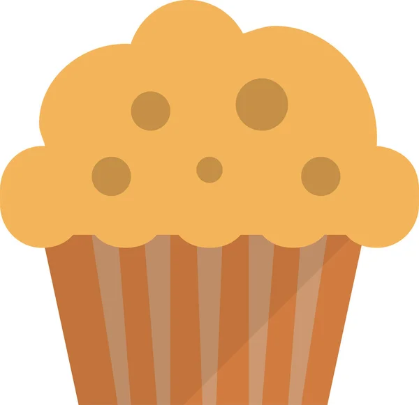 Essen Dessert Cupcake Ikone Flachen Stil — Stockvektor