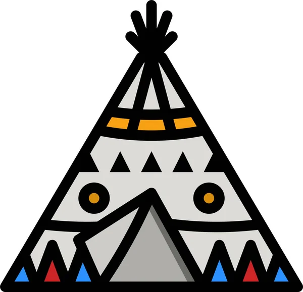 Tent Tipi Wigwam Icon Filled Outline Style — стоковый вектор