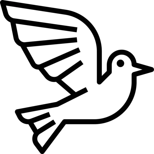 Animaux Oiseau Colombe Icône Dans Style Contour — Image vectorielle