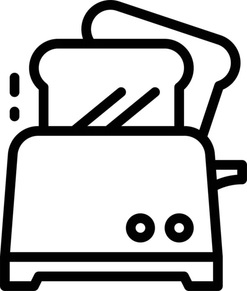 Tost Makinası Kahvaltı Ikonu Ana Hatlarıyla — Stok Vektör