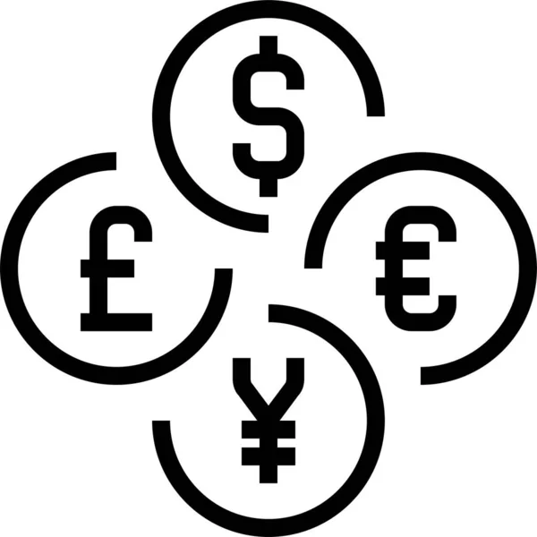 Euro Valutaväxling Utländsk Ikon Översikt Stil — Stock vektor
