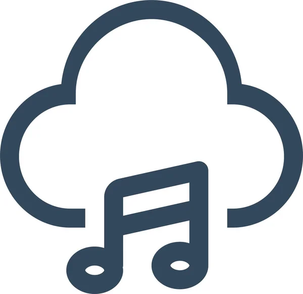 Cloud Cloud Media Icône Musique Cloud Dans Style Contour — Image vectorielle
