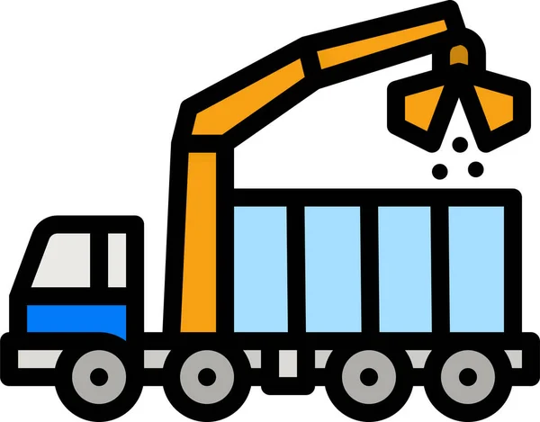 Agarrar Icono Construcción Camiones Estilo Contorno Lleno — Vector de stock