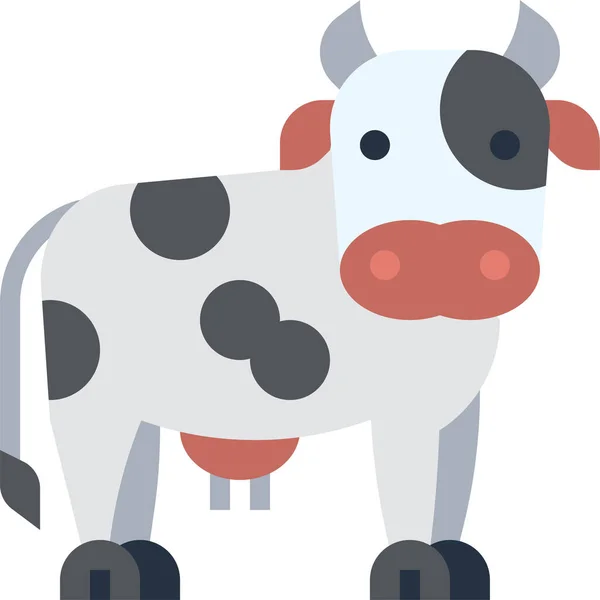 Animal Cow Kingdom Icono Estilo Plano — Vector de stock