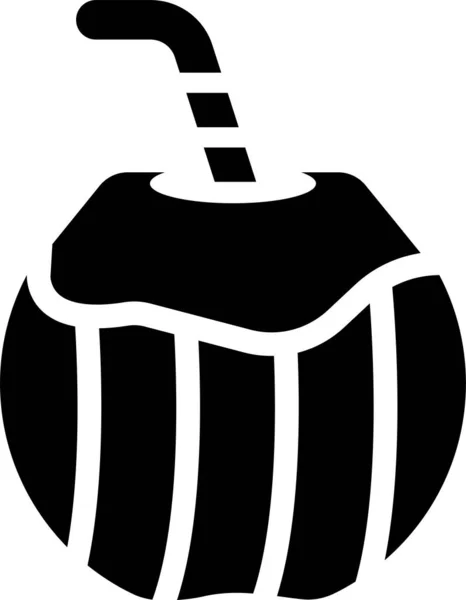 Ikona Napojów Kokosowych Ikona Owoców Stałym Stylu — Wektor stockowy