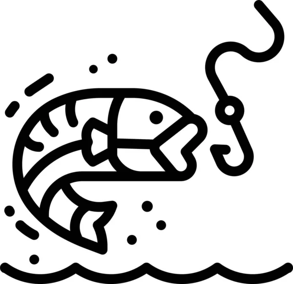 Ikona Wędki Ryb Stylu Zarysu — Wektor stockowy