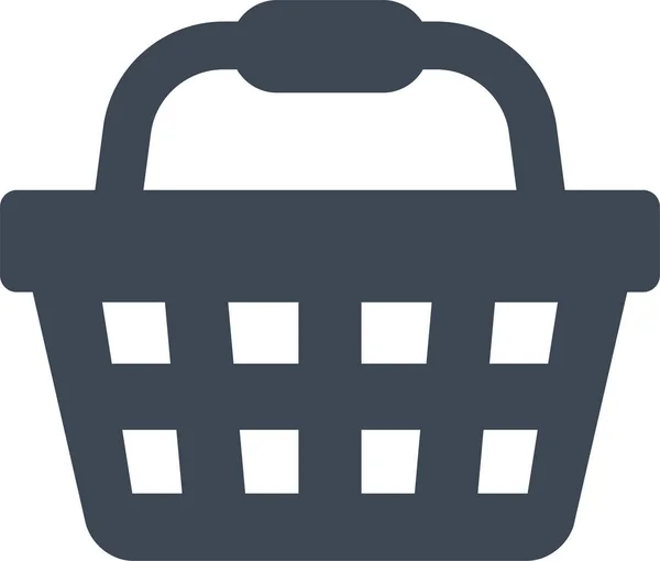 Panier Épicerie Icône Shopping Dans Style Solide — Image vectorielle