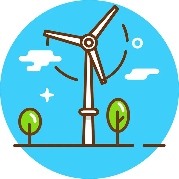 Icono Del Molino Viento Torre Turbina Energía Verde Estilo Contorno — Archivo Imágenes Vectoriales