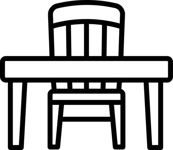 Table Chair Furniture Icon Outline Style — Stock Vector