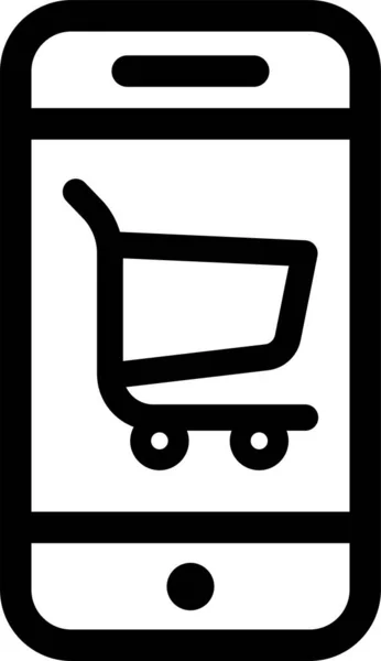 Commerce Ikona Zakupów Online Zarysie Stylu — Wektor stockowy