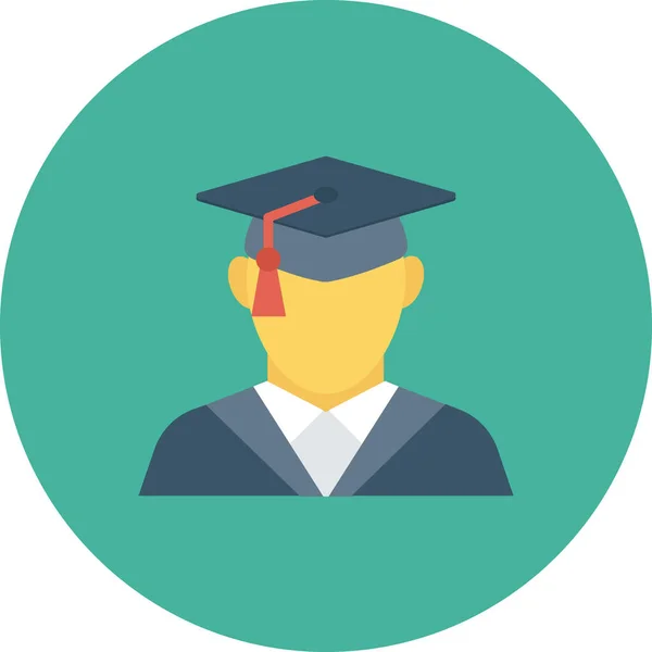 Educación Graduado Icono Graduación Estilo Plano — Vector de stock