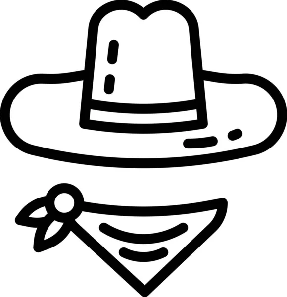 Sombrero Pañuelo Culturas Icono Estilo Esquema — Vector de stock