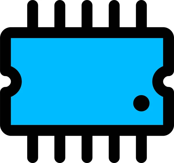 Chip Geïntegreerde Schakeling Microchip Icoon Gevulde Outline Stijl — Stockvector