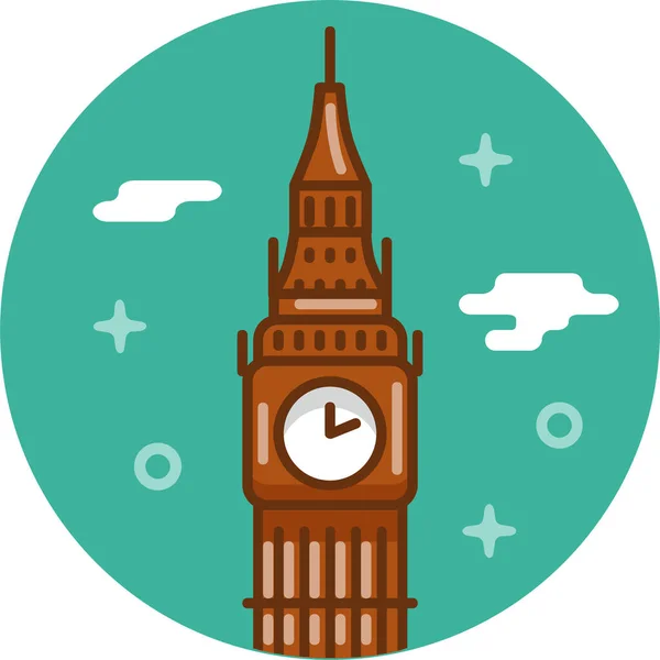 Big Ben Clock England Icon Filled Outline Style — Wektor stockowy